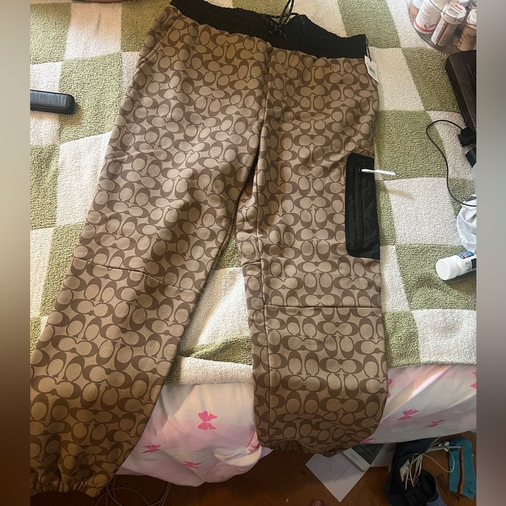 Coach Mixed Media Jogger Size Large - Signature pattern.